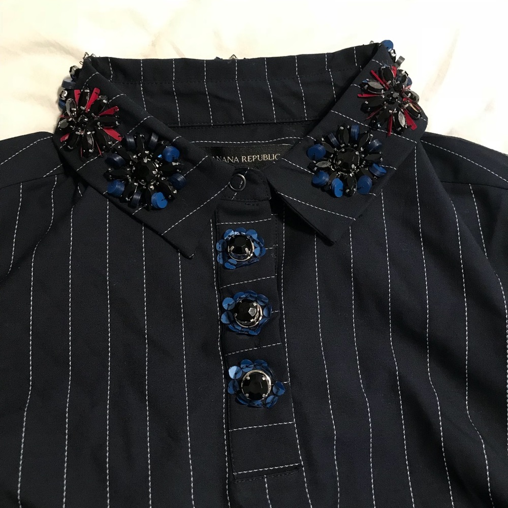 Embellished Banana Republic Pinstripe Shift
